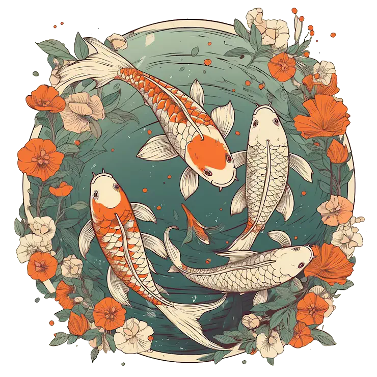 koi fish, poissons asiatiques reflétant l'harmonie du yin et du yang